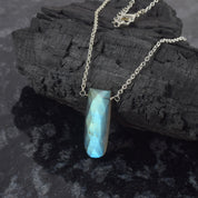 Labradorite Gemstone Gold Plated Sterling Silver Chain Necklace, Birthstone Healing Power Pendant, Unique Gift