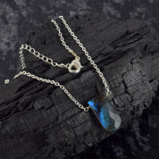 Labradorite Gemstone Gold Plated Sterling Silver Chain Necklace, Birthstone Healing Power Pendant, Unique Gift