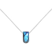 Labradorite Gemstone Gold Plated Sterling Silver Chain Necklace, Birthstone Healing Power Pendant, Unique Gift