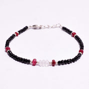 Black Spinel Gemstone Silver Bracelet August Birthstone Jewelry For Emotional Stability 
