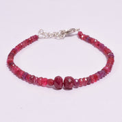 Ruby Gemstone Silver Bracelet July Jewelry For Passion, Vitality And Strength 