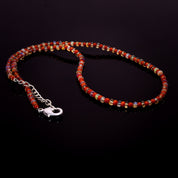 Ethiopian Opal & Carnelian Gemstone Silver Necklace October & July Birthstone Jewelry For Creativity, Passion And Transformation 