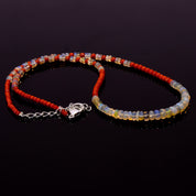 Ethiopian Opal & Carnelian Gemstone Silver Necklace October & July Birthstone Jewelry For Creativity, Passion And Transformation 