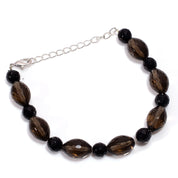 Smoky Quartz Gemstone Silver Bracelet June Jewelry For Reduce Stress 