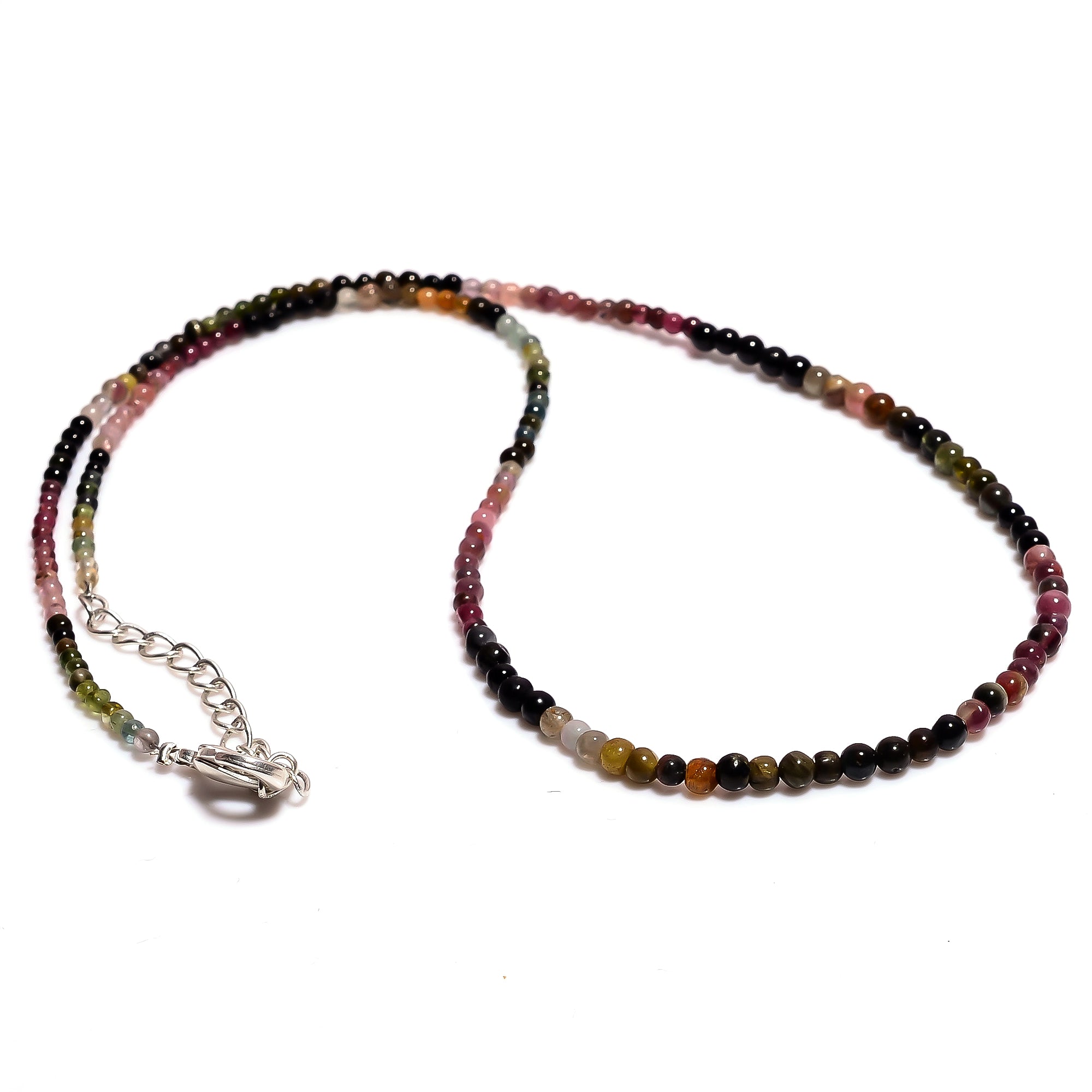 Multi Tourmaline Gemstone Silver Necklace October Birthstone Jewelry For Emotional Healing, Protection And Creativity 