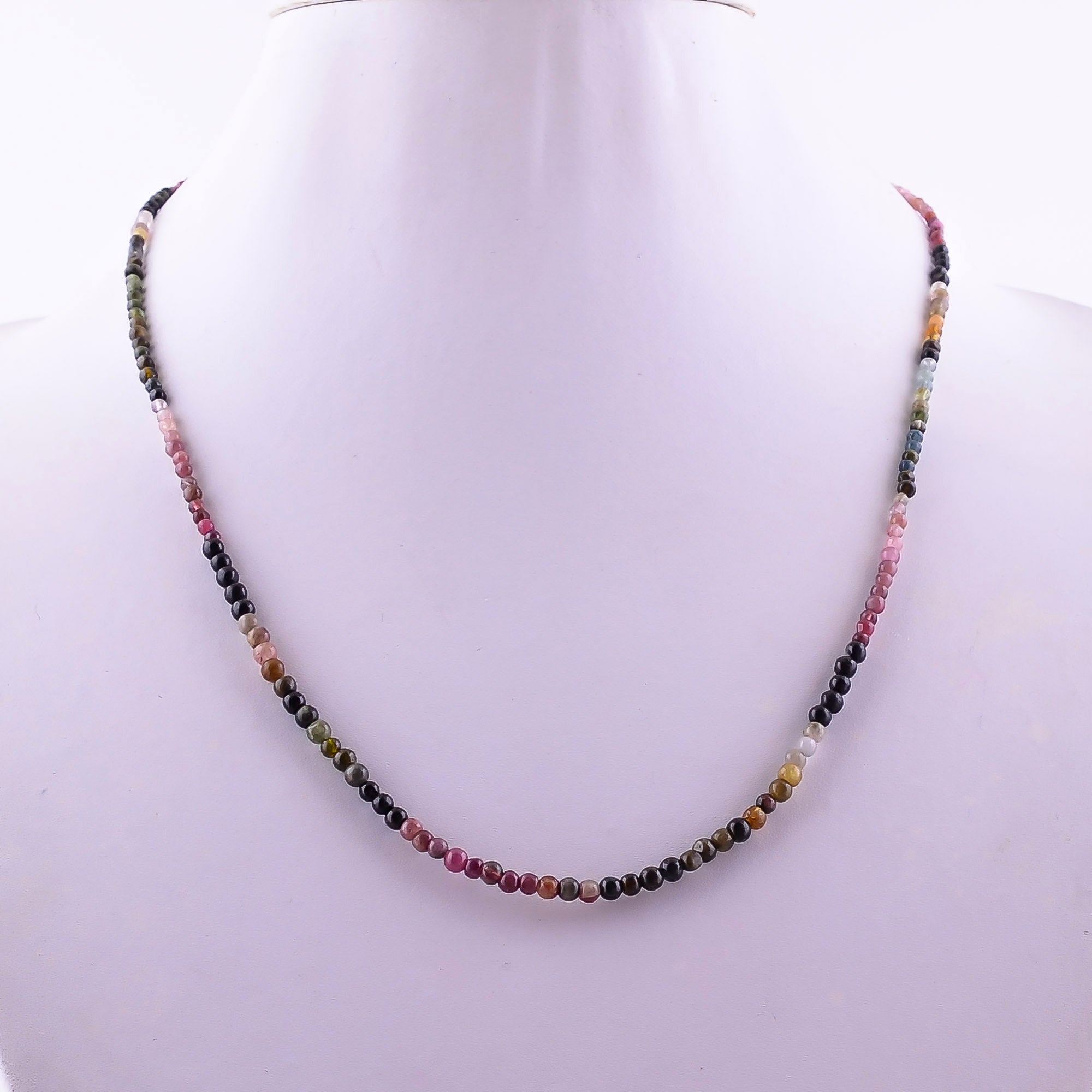 Multi Tourmaline Gemstone Silver Necklace October Birthstone Jewelry For Emotional Healing, Protection And Creativity 