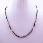 Multi Tourmaline Gemstone Silver Necklace October Birthstone Jewelry For Emotional Healing, Protection And Creativity 