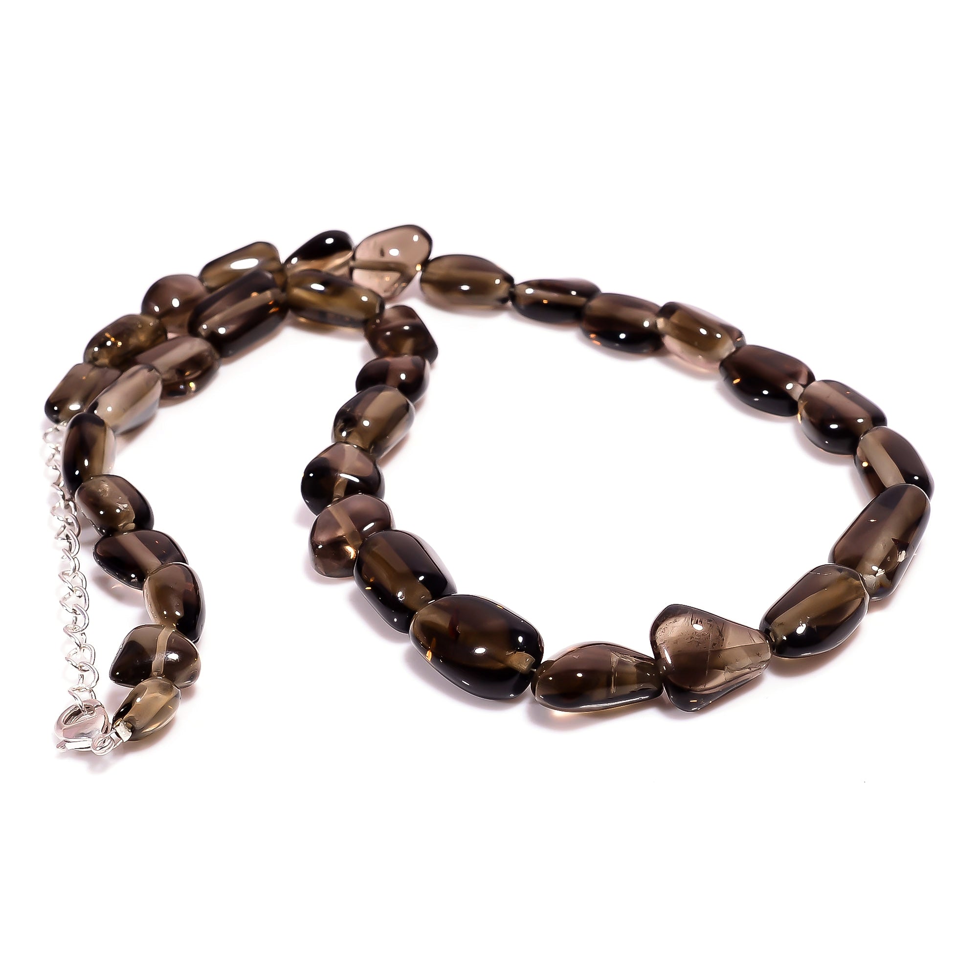 Smoky Quartz Gemstone Silver Necklace June Birthstone Jewelry For Reduce Stress 