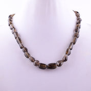 Smoky Quartz Gemstone Silver Necklace June Birthstone Jewelry For Reduce Stress 