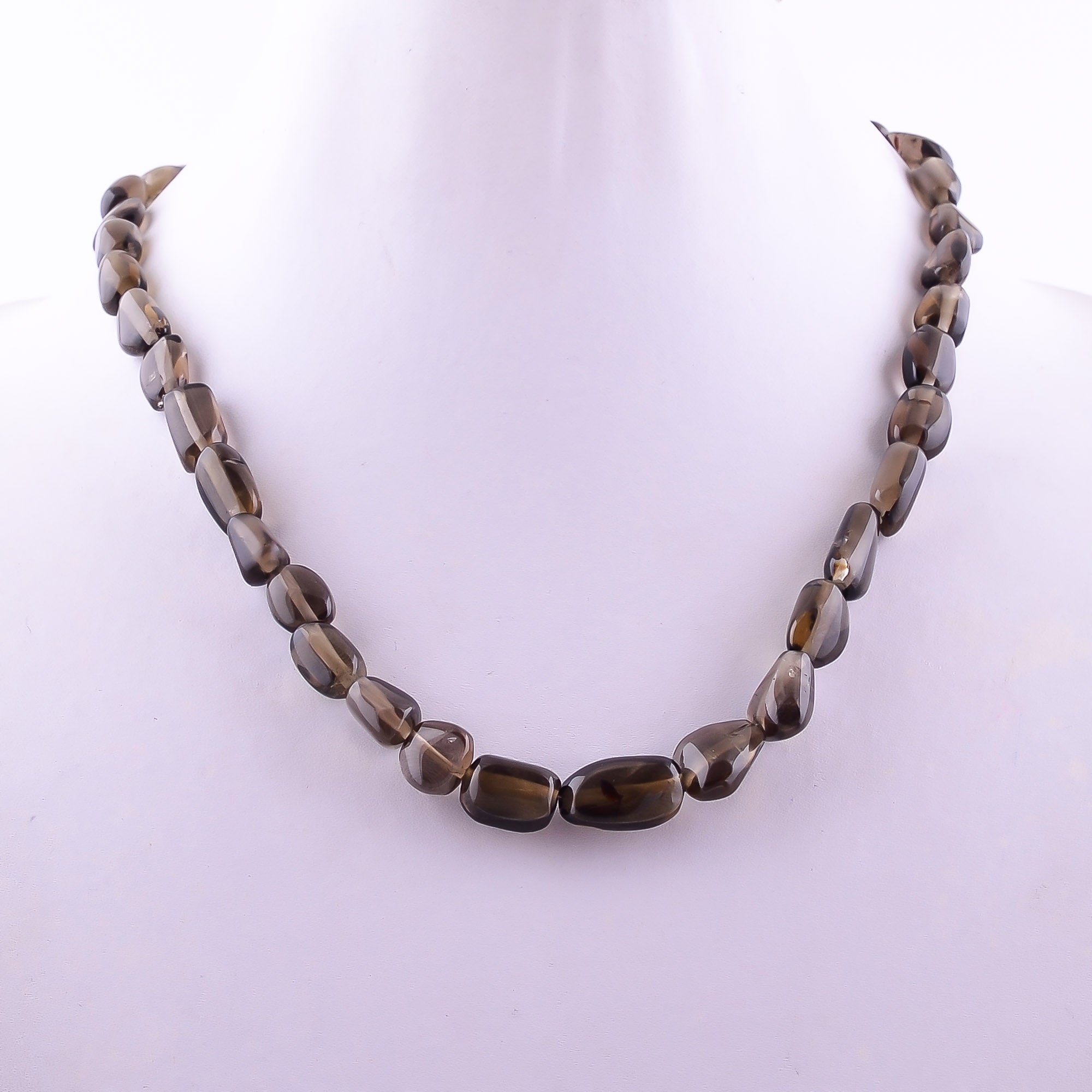 Smoky Quartz Gemstone Silver Necklace June Birthstone Jewelry For Reduce Stress 