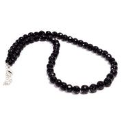 Black Spinel Gemstone Silver Necklace August Jewelry For Emotional Stability 