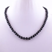 Black Spinel Gemstone Silver Necklace August Jewelry For Emotional Stability 