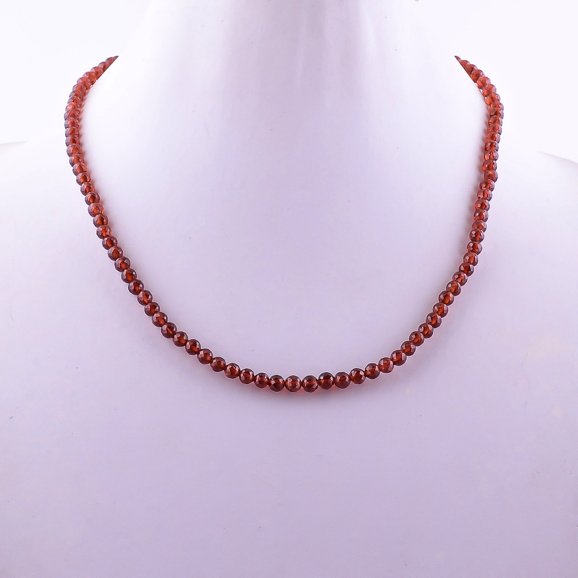 Mozambique Garnet Gemstone Silver Necklace Jewelry For Passion, Energy And Vitality 