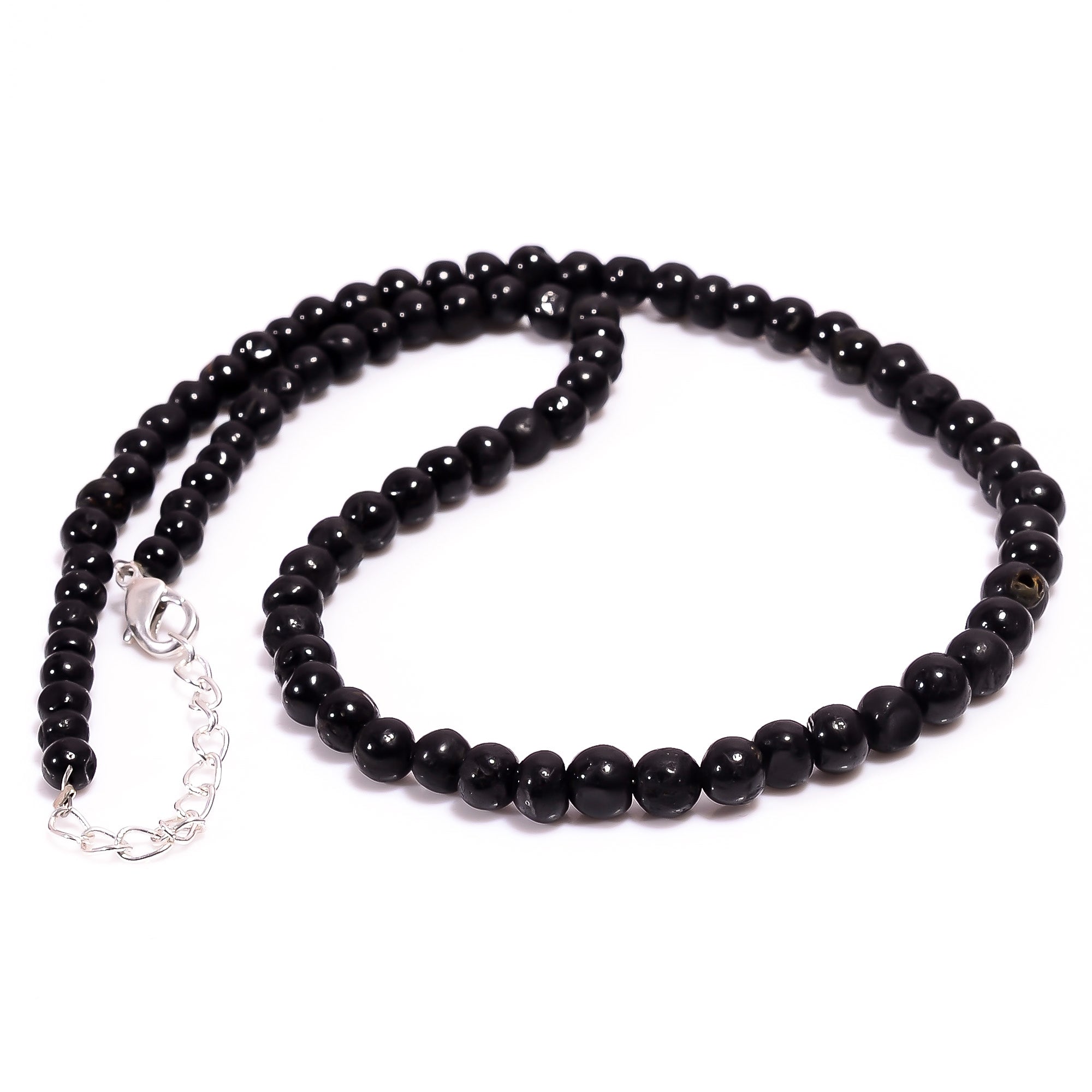 Black Spinel Gemstone Silver Necklace August Birthstone Jewelry For Emotional Stability 