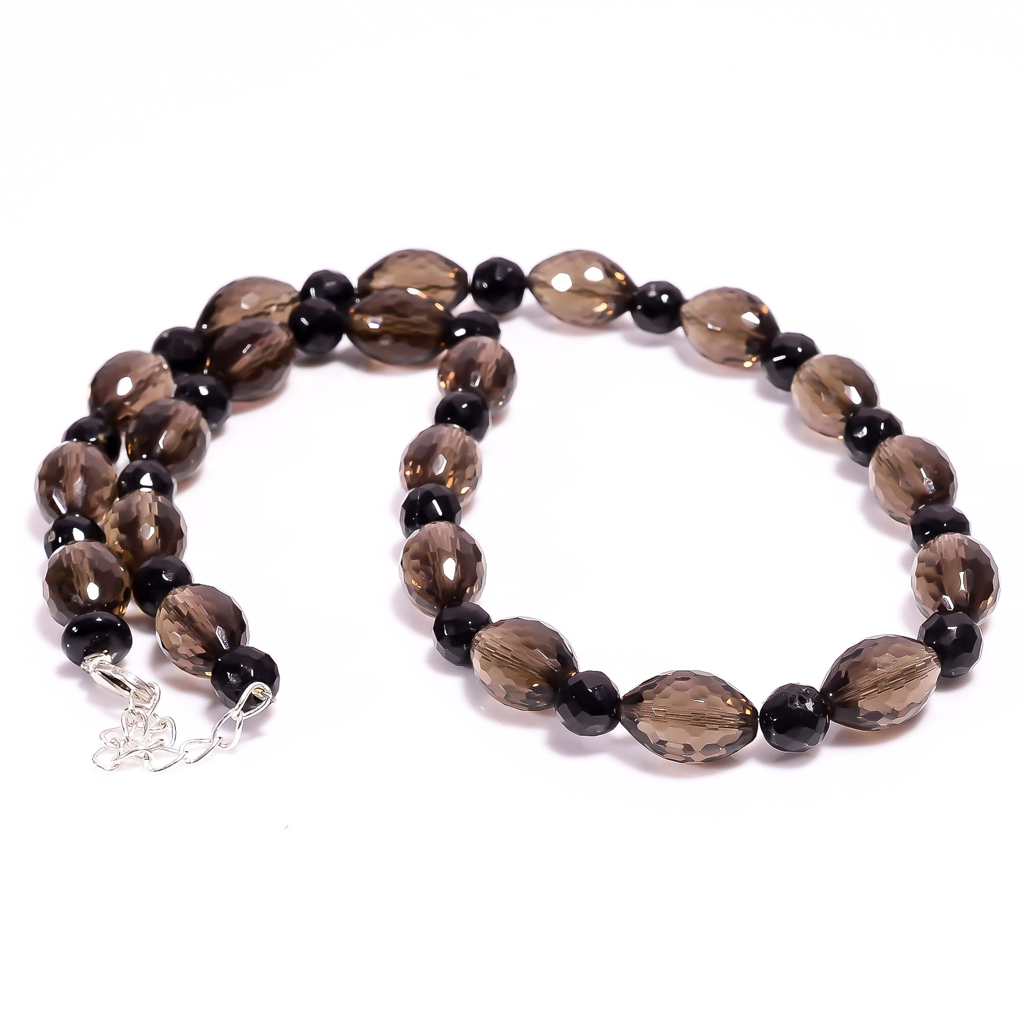 Smoky Quartz Gemstone Silver Necklace June Birthstone Jewelry For Reduce Stress 