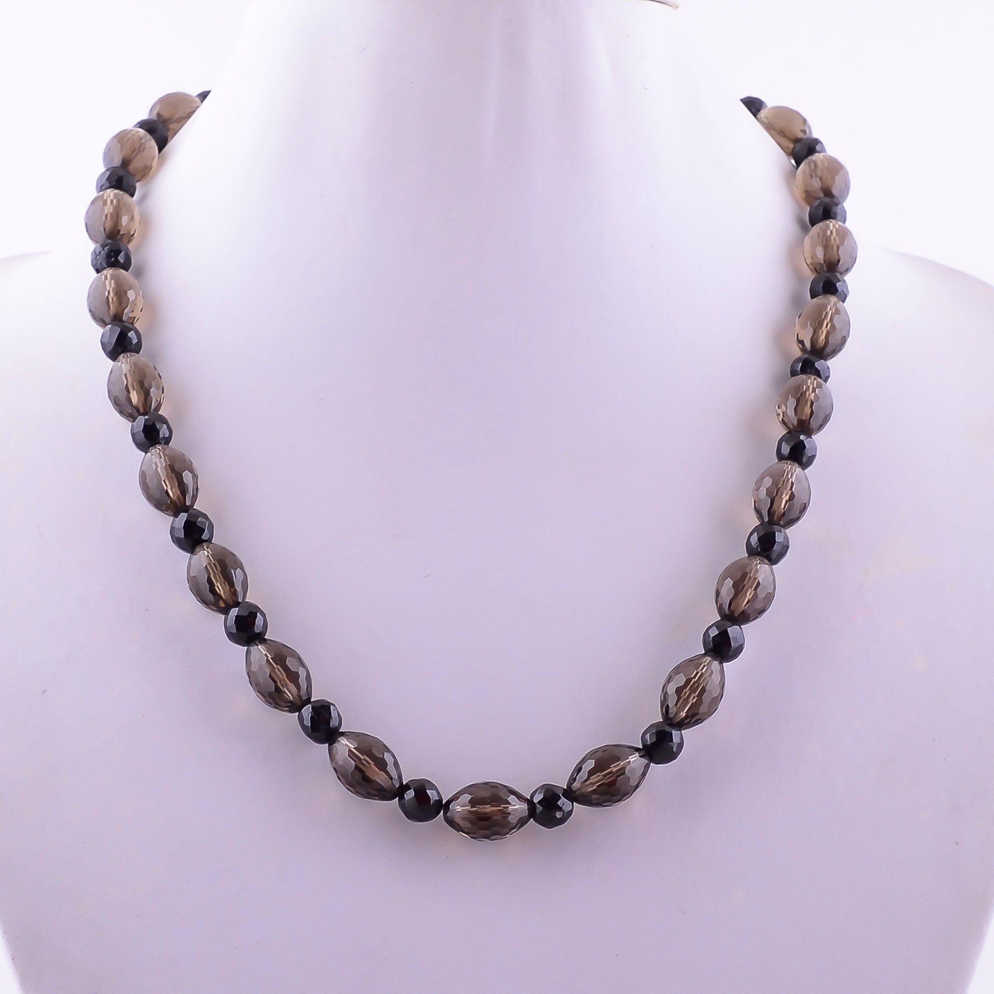 Smoky Quartz Gemstone Silver Necklace June Birthstone Jewelry For Reduce Stress 