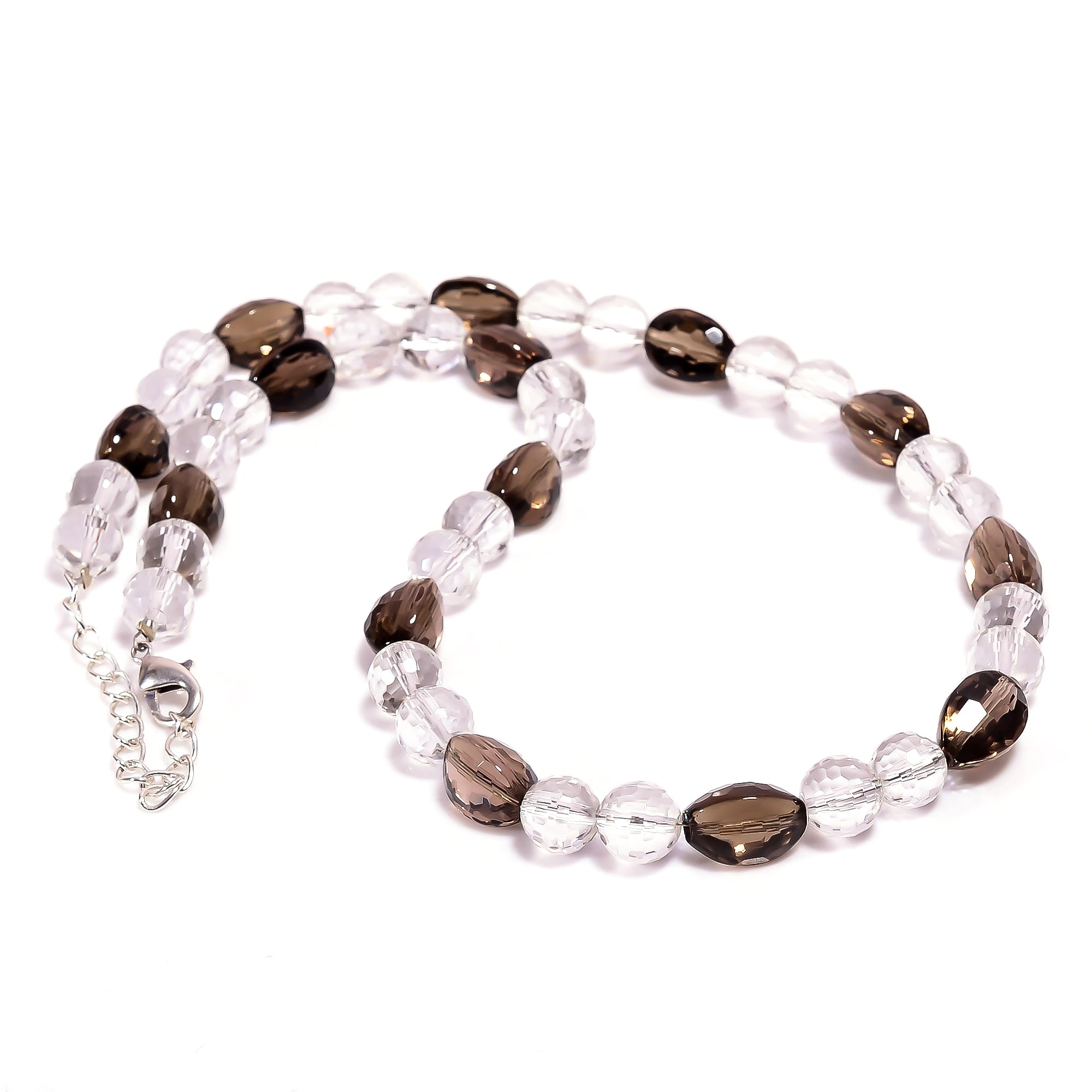 Smoky Quartz Gemstone Silver Necklace June Jewelry For Reduce Stress 