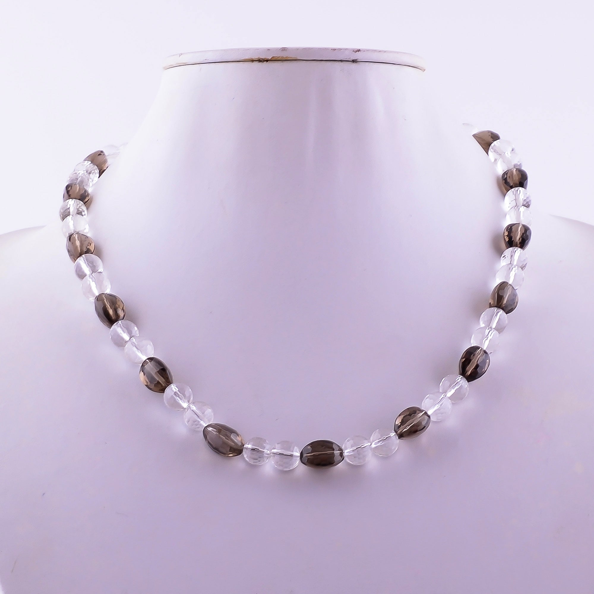 Smoky Quartz Gemstone Silver Necklace June Jewelry For Reduce Stress 