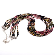 Multi Tourmaline Gemstone Silver Necklace October Birthstone Jewelry For Emotional Healing, Protection And Creativity 