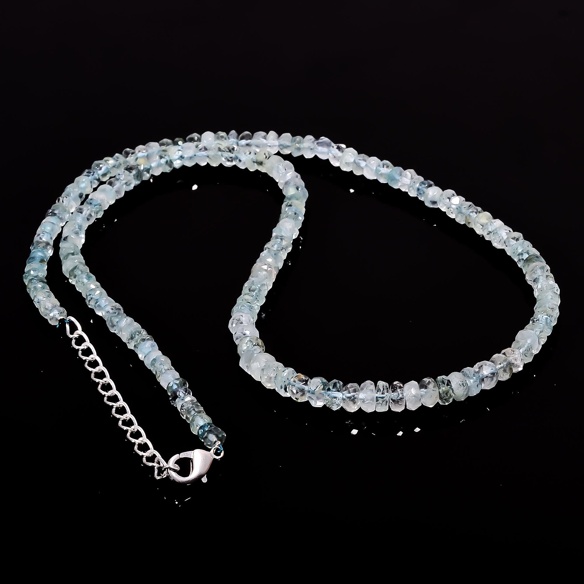 Aquamarine Gemstone Silver Necklace March Birthstone Jewelry For Enhancing Mental Clarity 