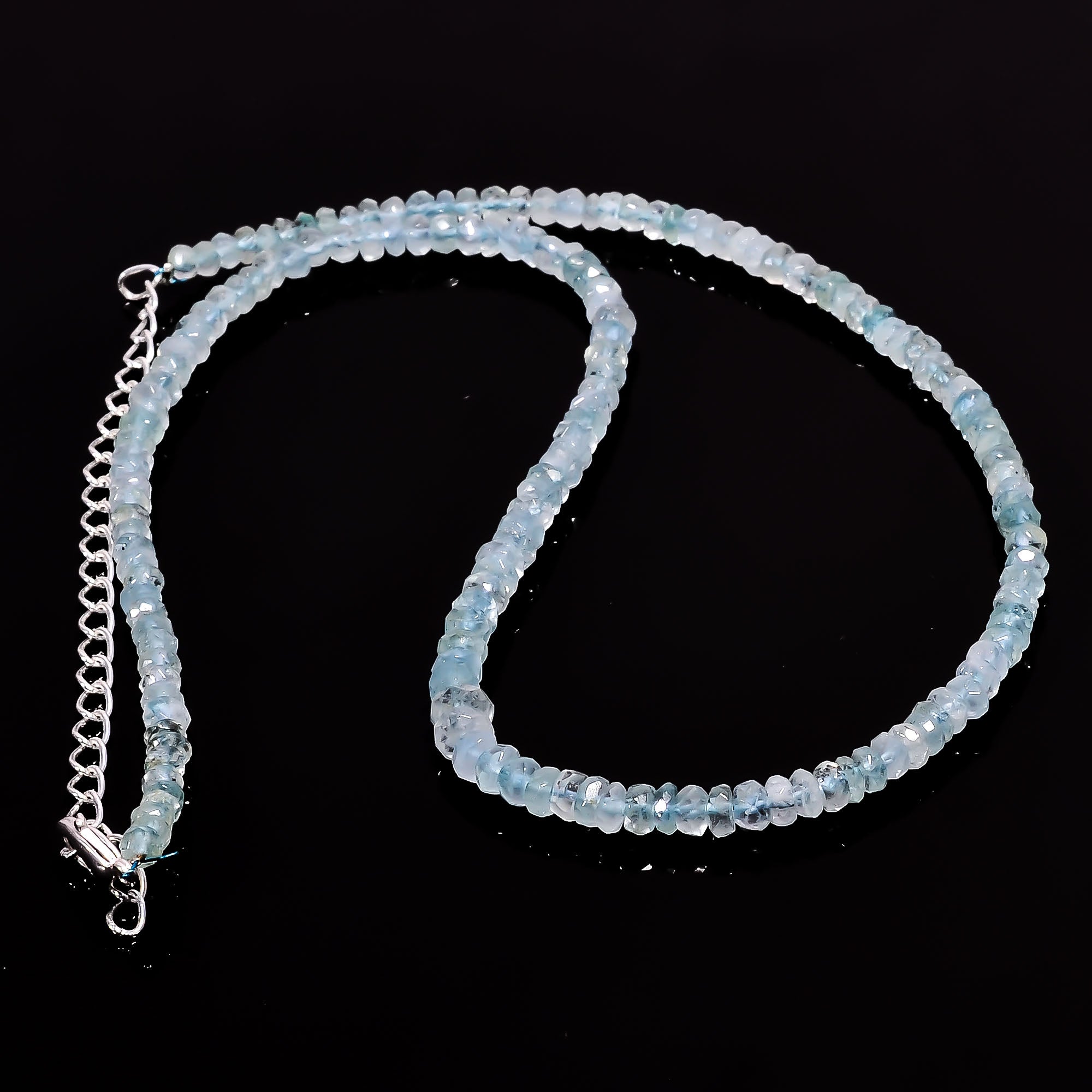 Aquamarine Gemstone Silver Necklace March Birthstone Jewelry For Enhancing Mental Clarity 