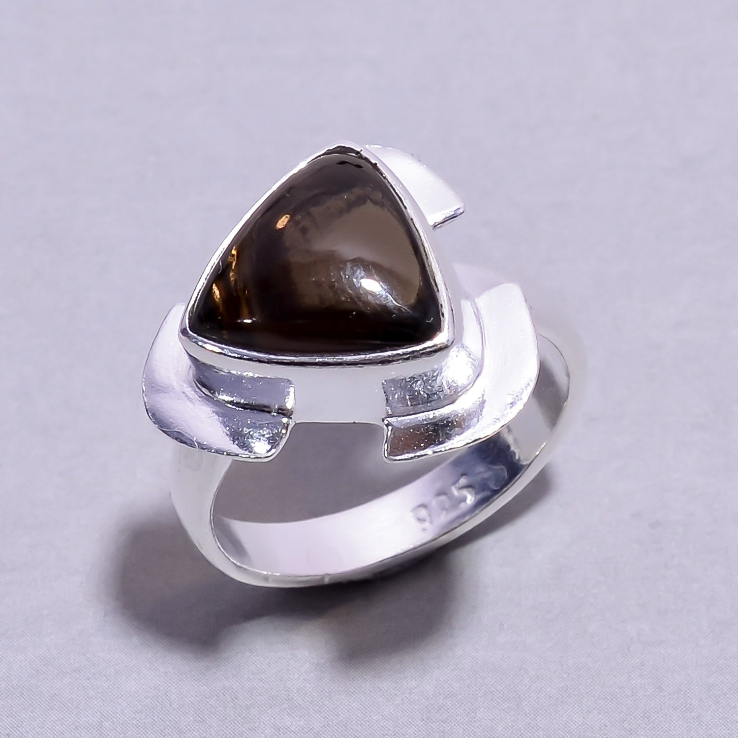 Natural Light Brown Smoky Quartz Statement Fine Gemstone Ring 