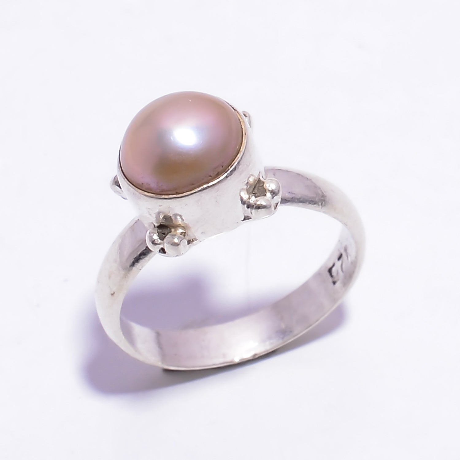 Natural White Biwa Pearl Stackable Fine Gemstone Ring 