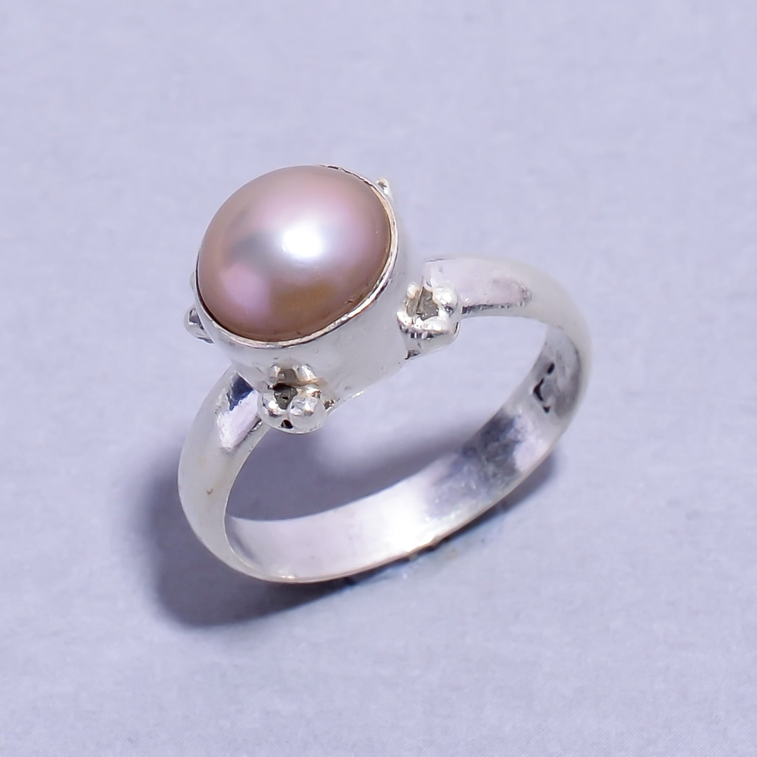 Natural White Biwa Pearl Stackable Fine Gemstone Ring 