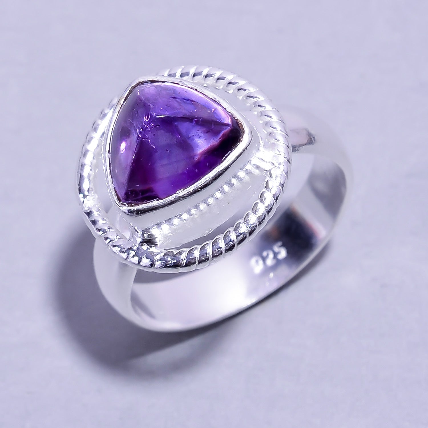 Natural Purple Amethyst Statement Fine Gemstone Ring 