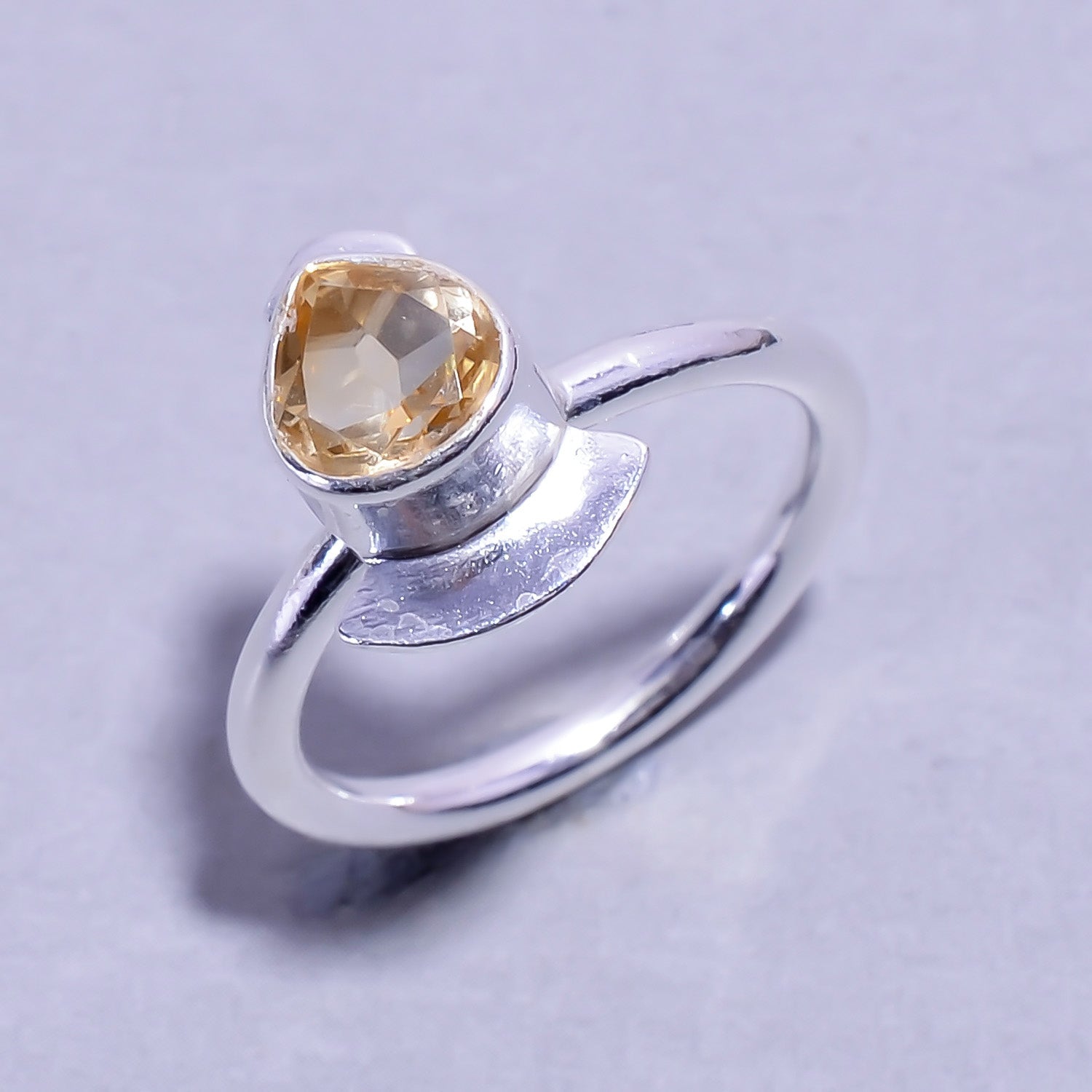 Natural Gold Citrine Solitaire Fine Gemstone Ring 