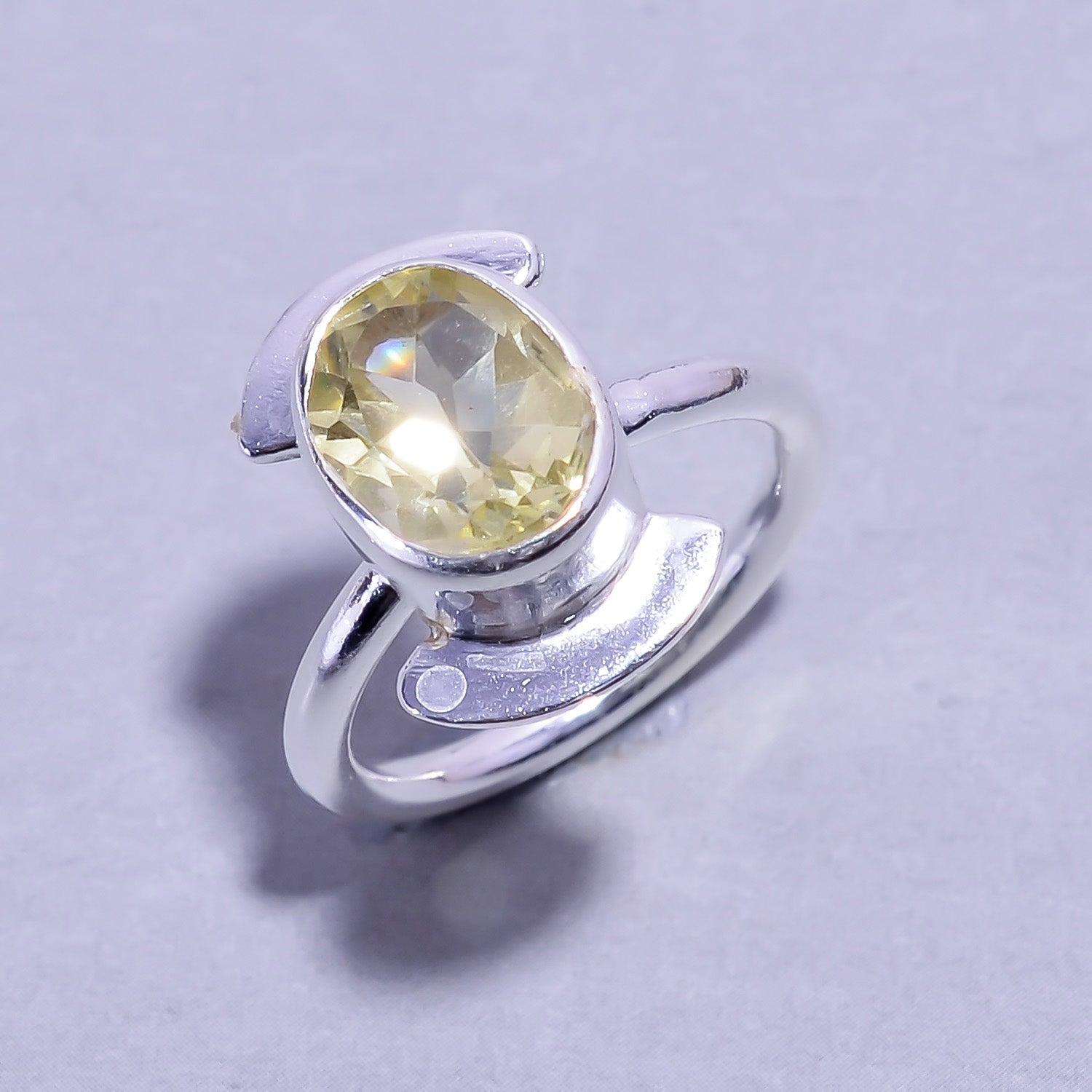 Natural Lemon Yellow Lemon Topaz Statement Fine Gemstone Ring 