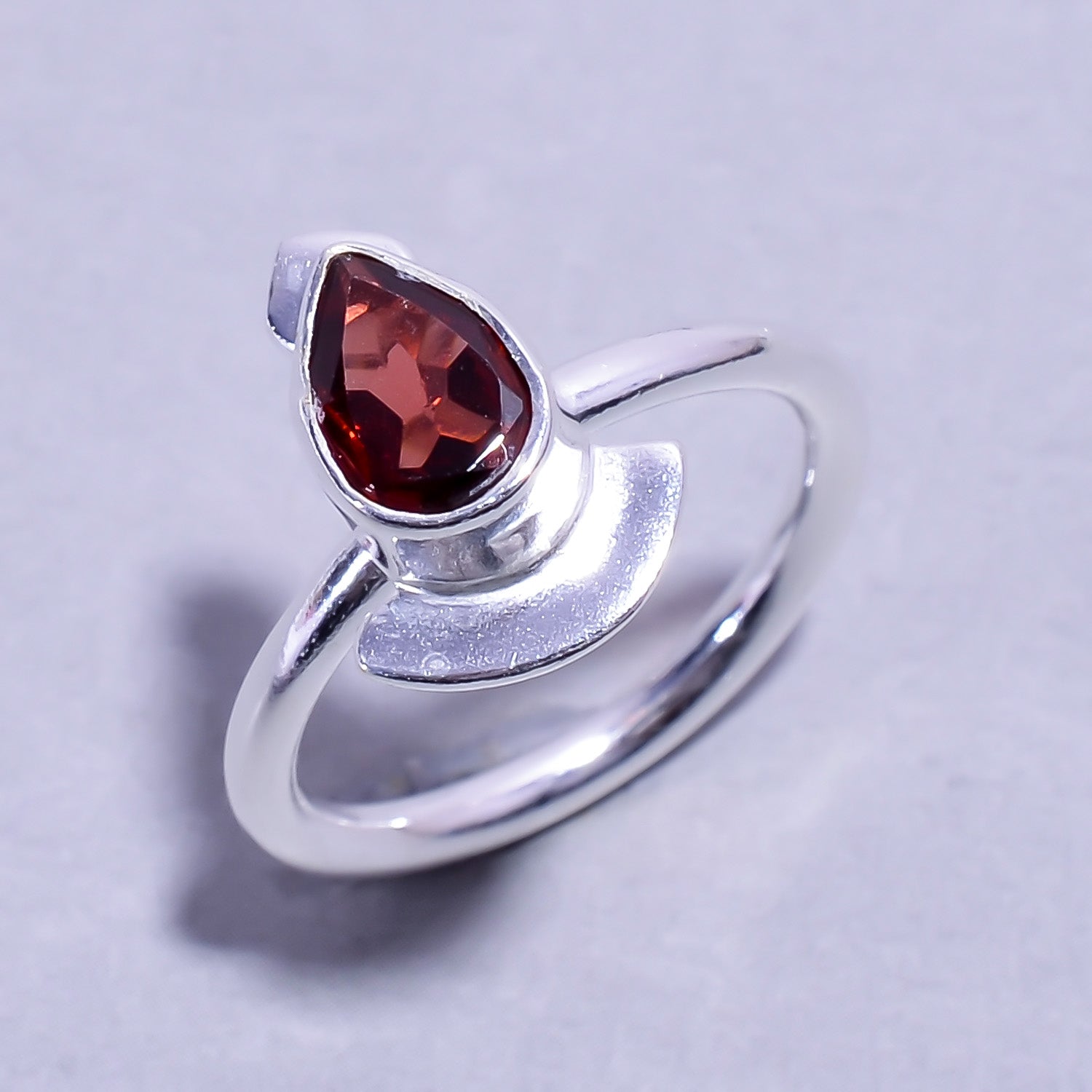 Natural Red Mozambique Garnet Stackable Fine Gemstone Ring 