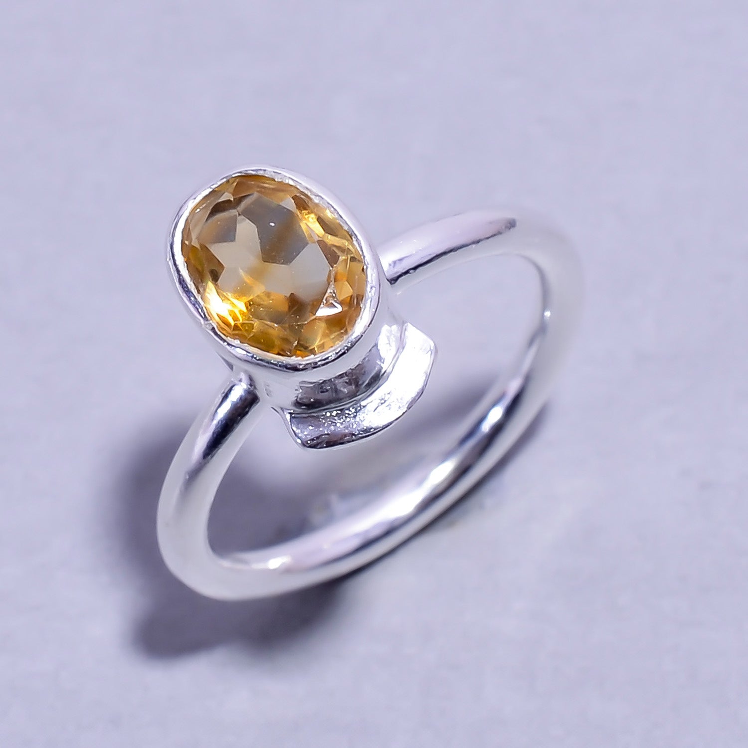 Natural Gold Citrine Solitaire Fine Gemstone Ring 