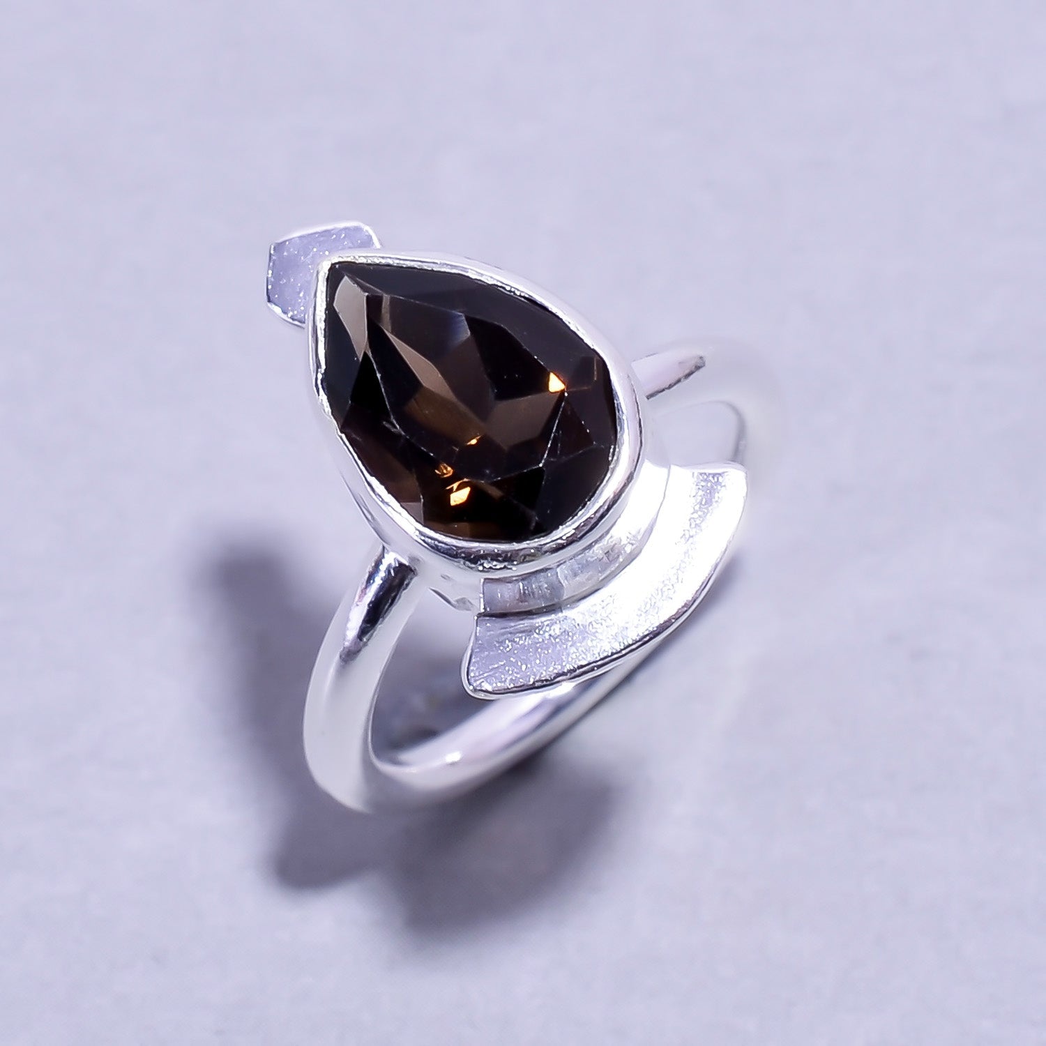 Natural Light Brown Smoky Quartz Statement Fine Gemstone Ring 