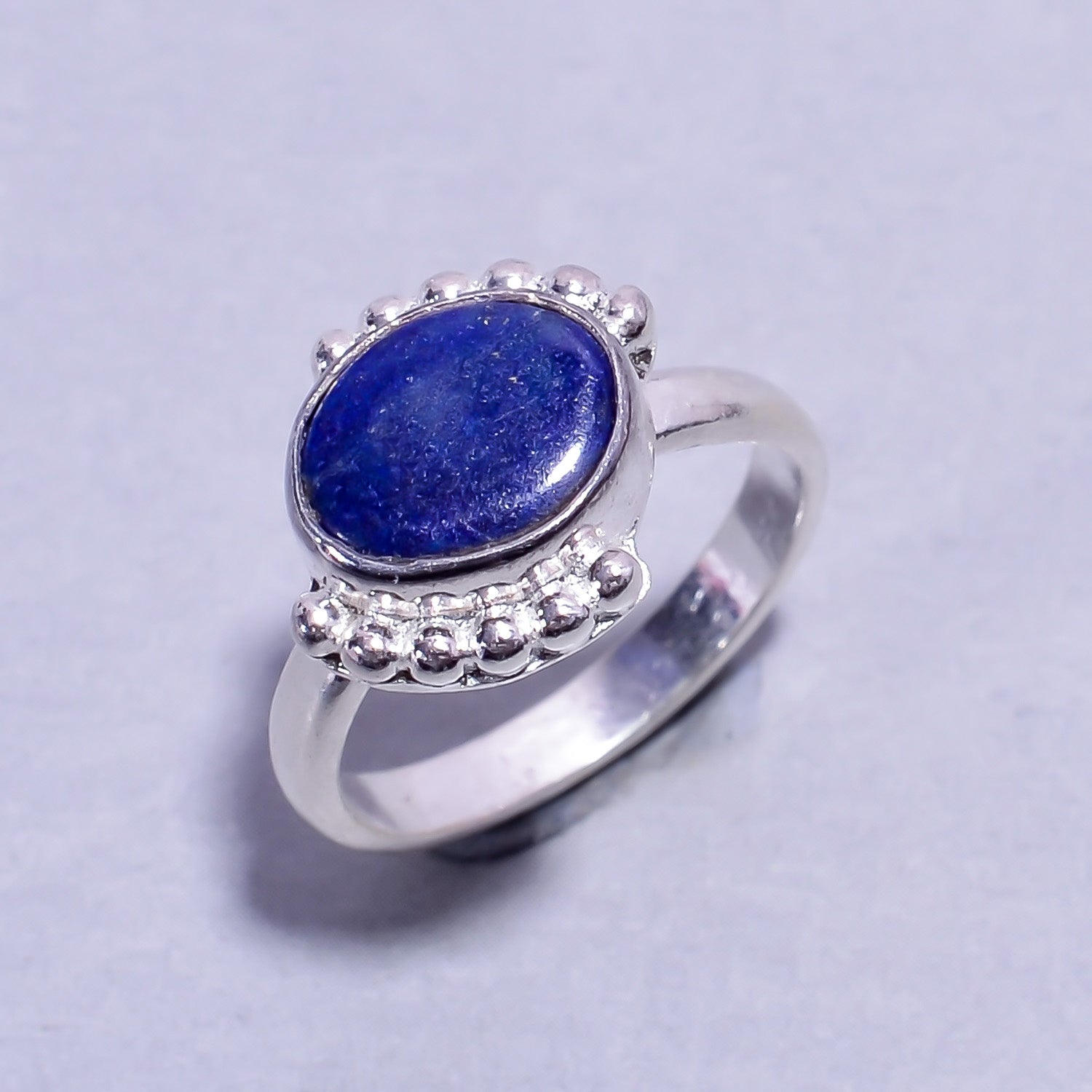 Natural Dark Blue Lapis Lazuli Stackable Fine Gemstone Ring 