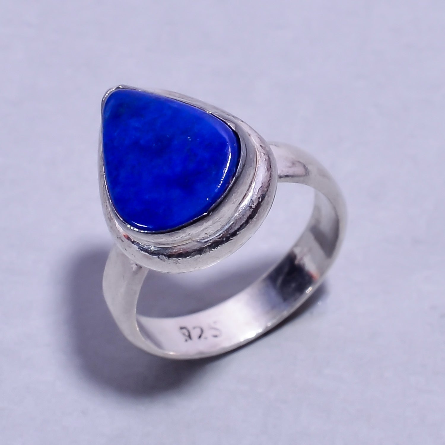 Natural Dark Blue Lapis Lazuli Statement Fine Gemstone Ring 