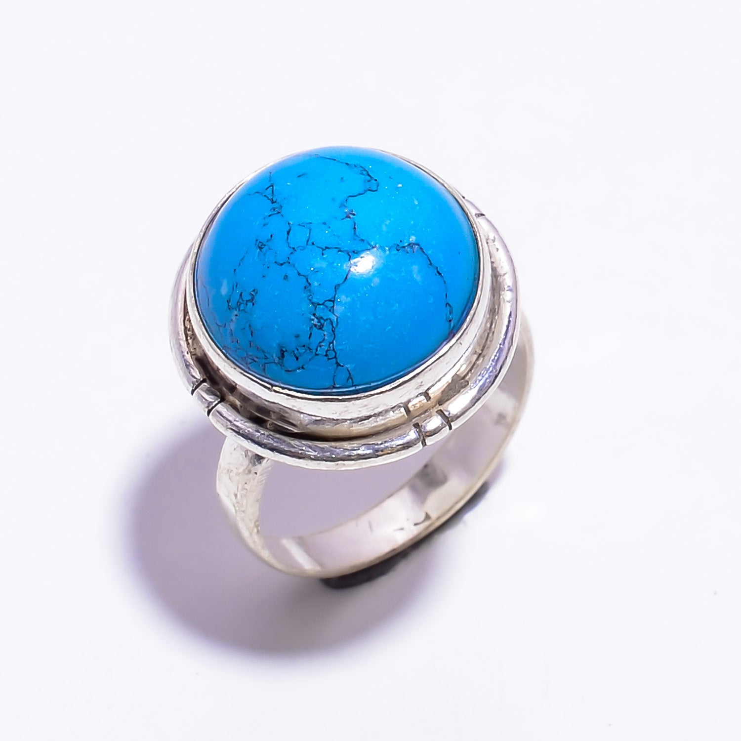 Natural Turquoise Turquoise Solitaire Fine Gemstone Ring 