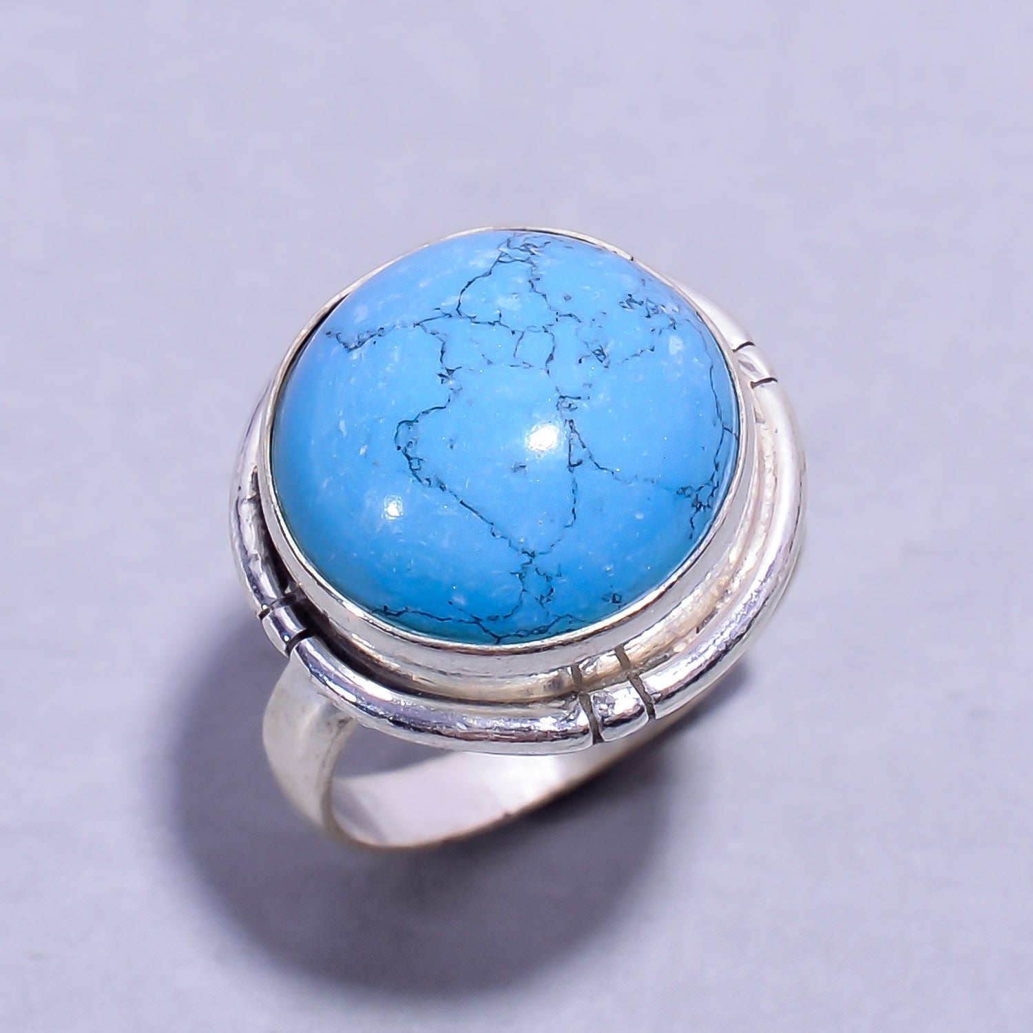 Natural Turquoise Turquoise Solitaire Fine Gemstone Ring 