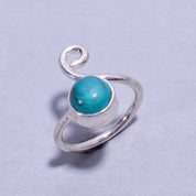 Natural Blue Chrysocolla Stackable Fine Gemstone Ring 