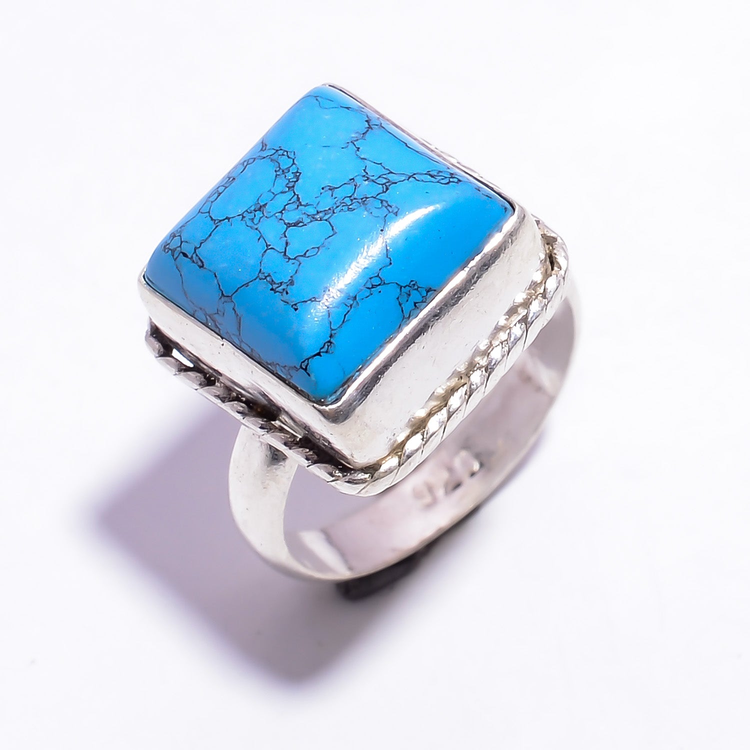 Natural Turquoise Turquoise Statement Fine Gemstone Ring 