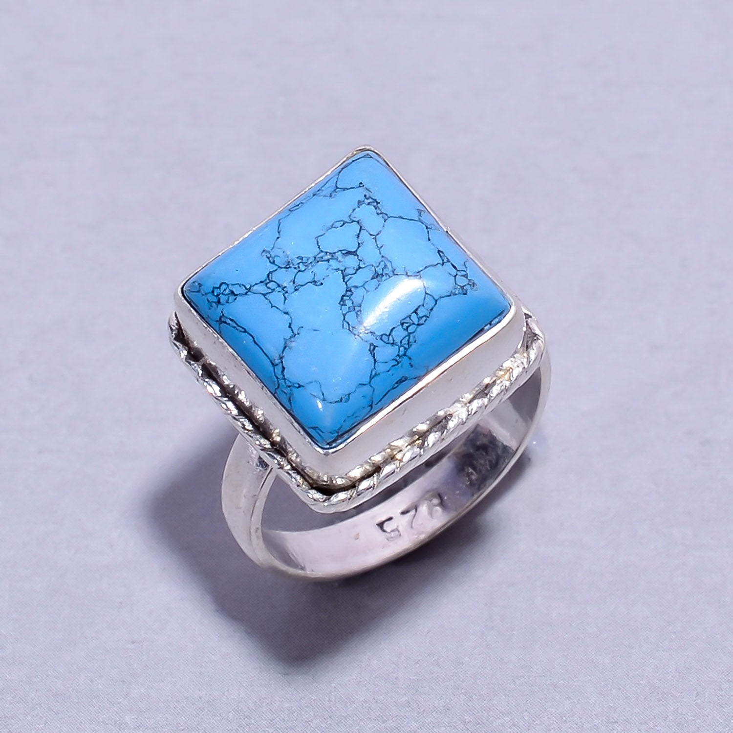 Natural Turquoise Turquoise Statement Fine Gemstone Ring 