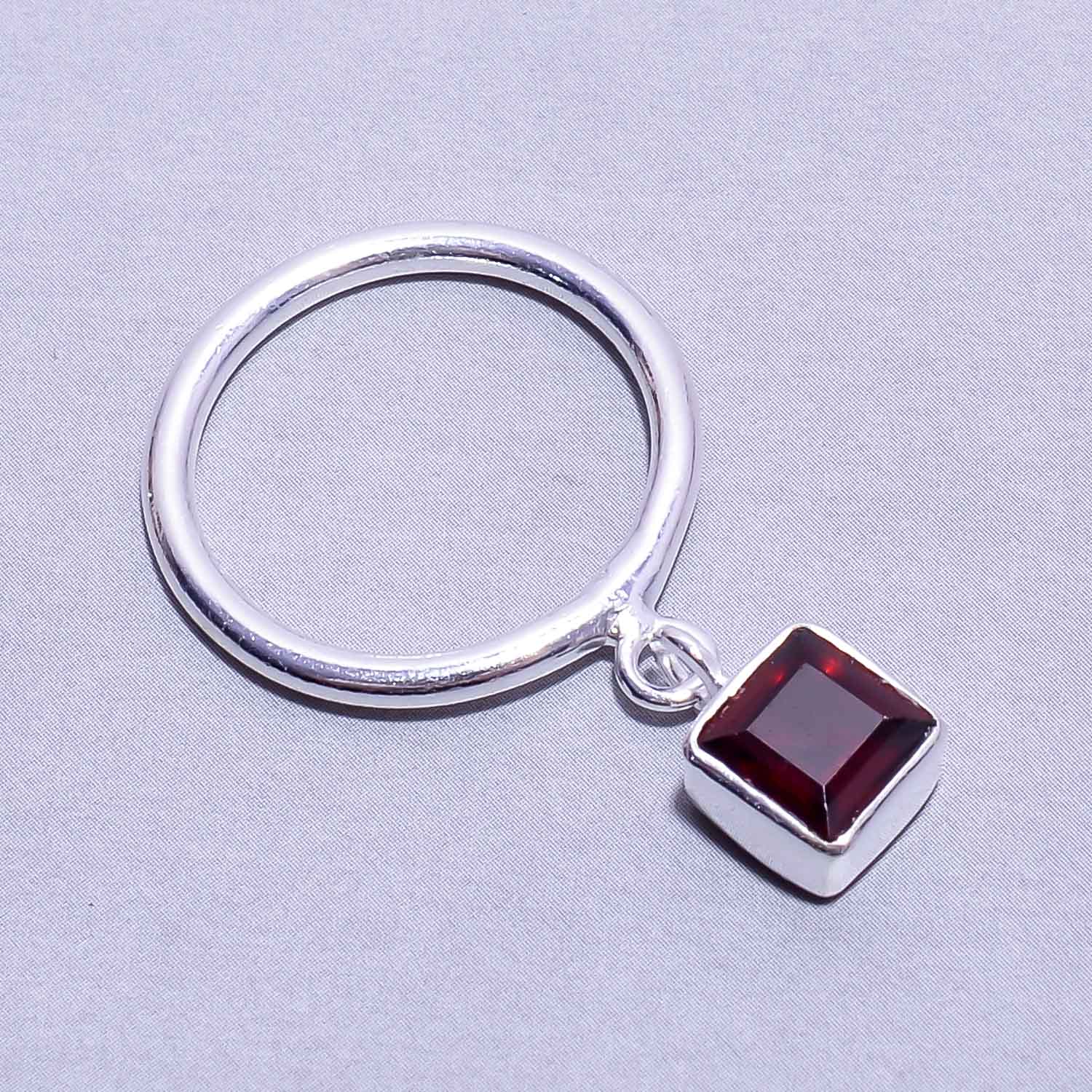 Natural Red Garnet Statement Fine Gemstone Ring 