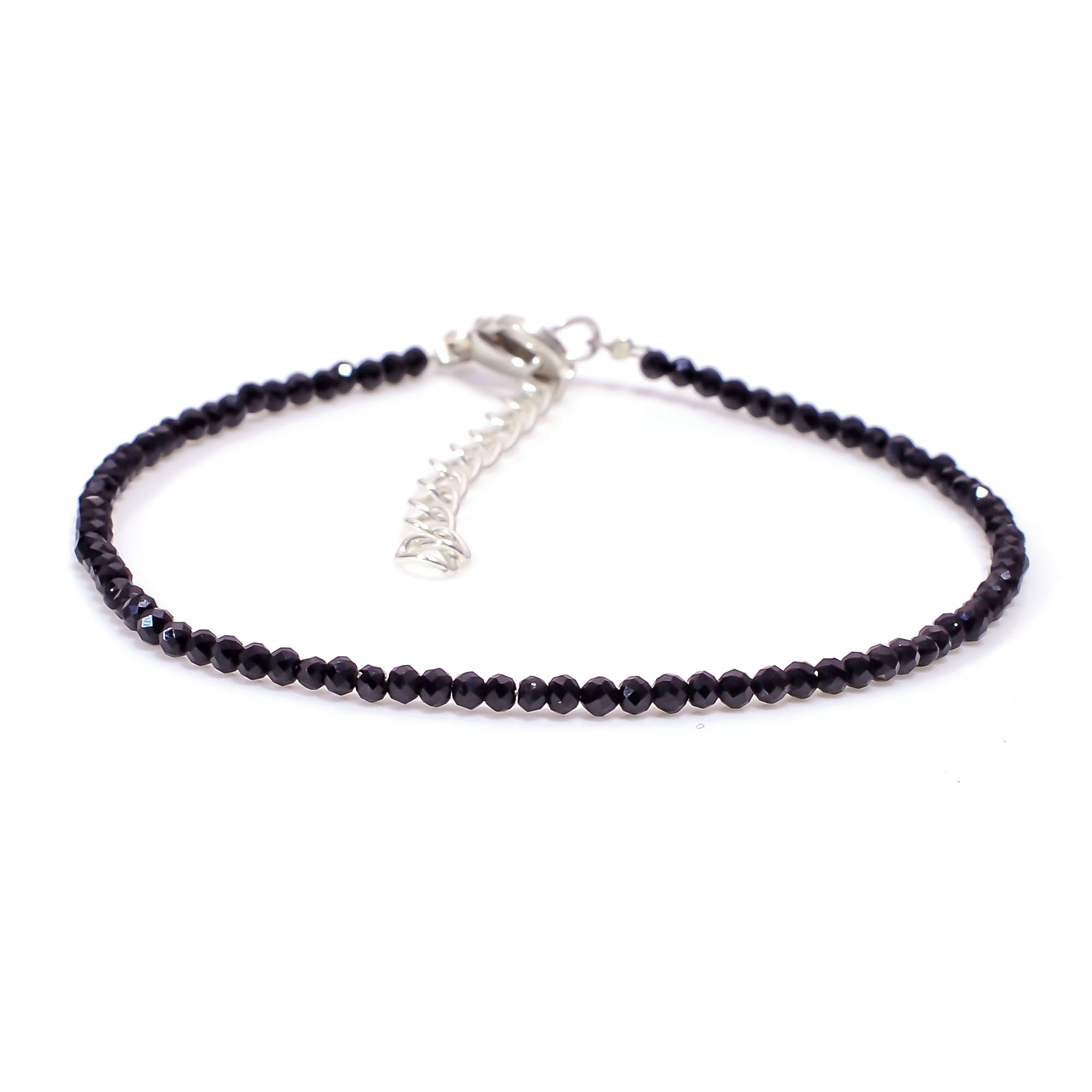 Natural Black Spinel Beaded Fine Gemstone Bracelet 