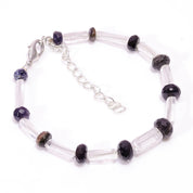 Natural White Crystal Beaded Fine Gemstone Bracelet 