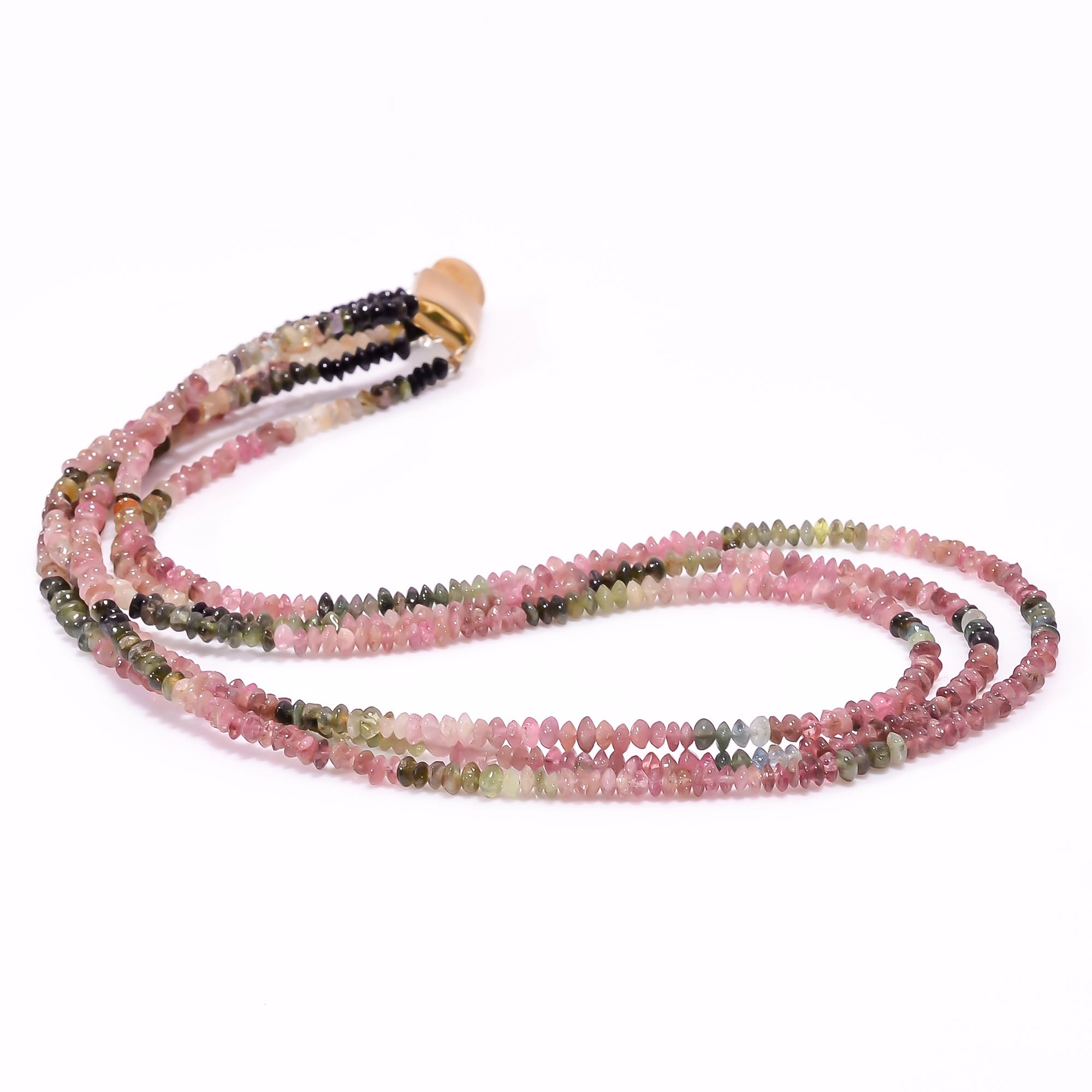 Natural Multicolor Multi Tourmaline Beaded Fine Gemstone Necklace 