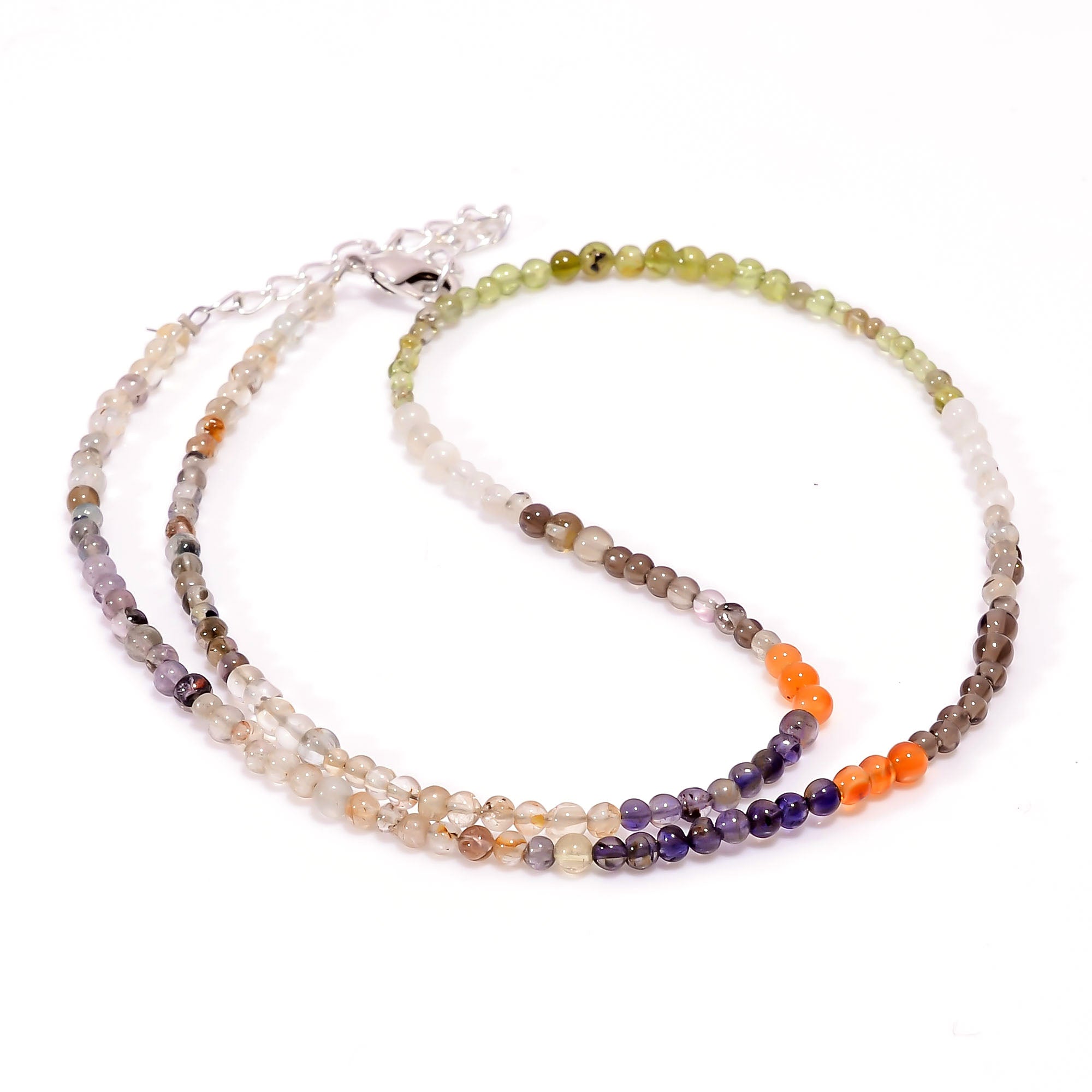 Natural Green Iolite Beaded Fine Gemstone Necklace 