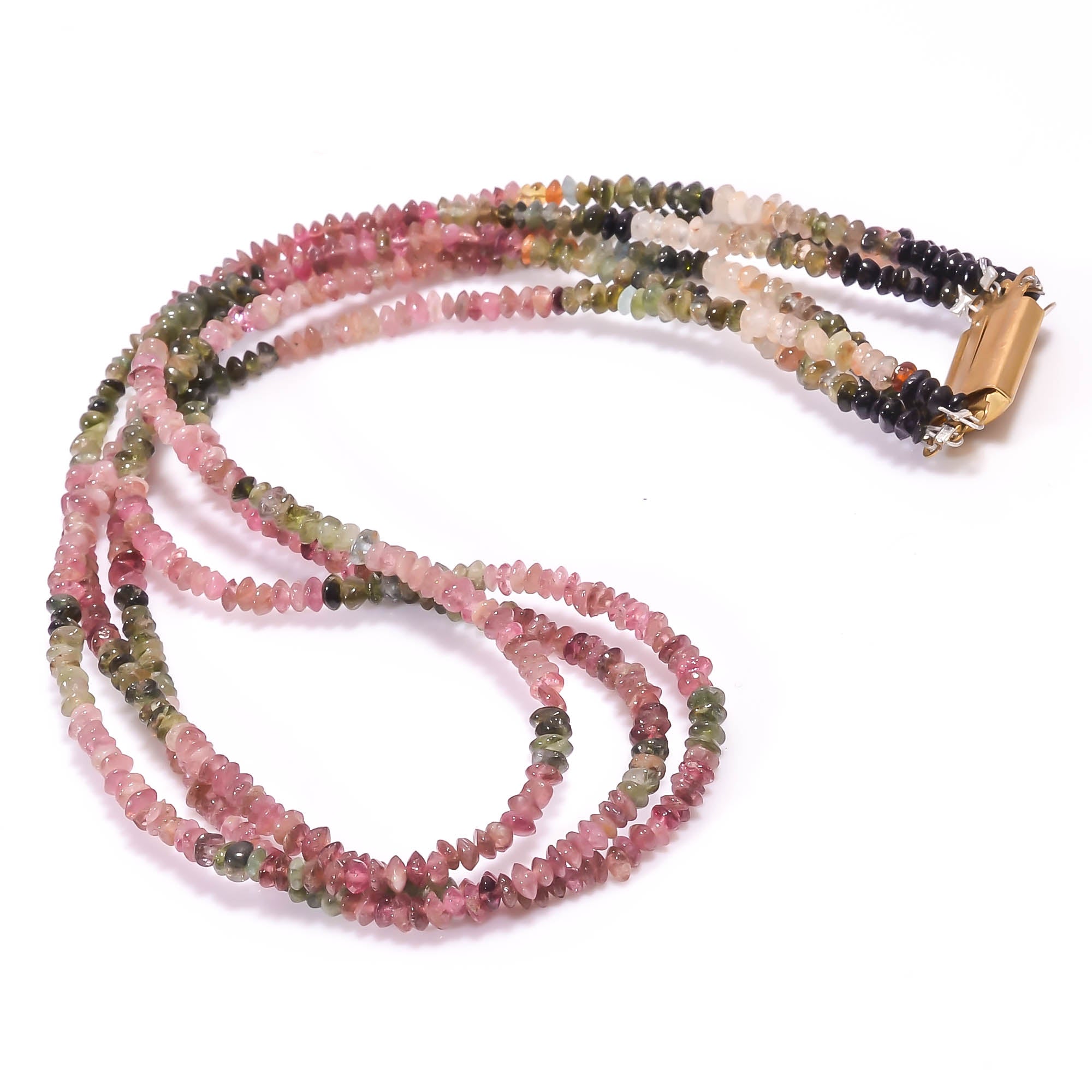 Natural Multicolor Multi Tourmaline Beaded Fine Gemstone Necklace 