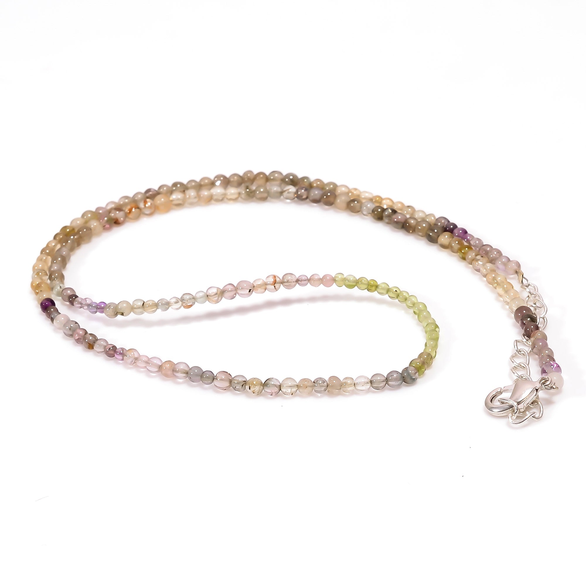 Natural Multicolor Multistone  Beaded Fine Gemstone Necklace 