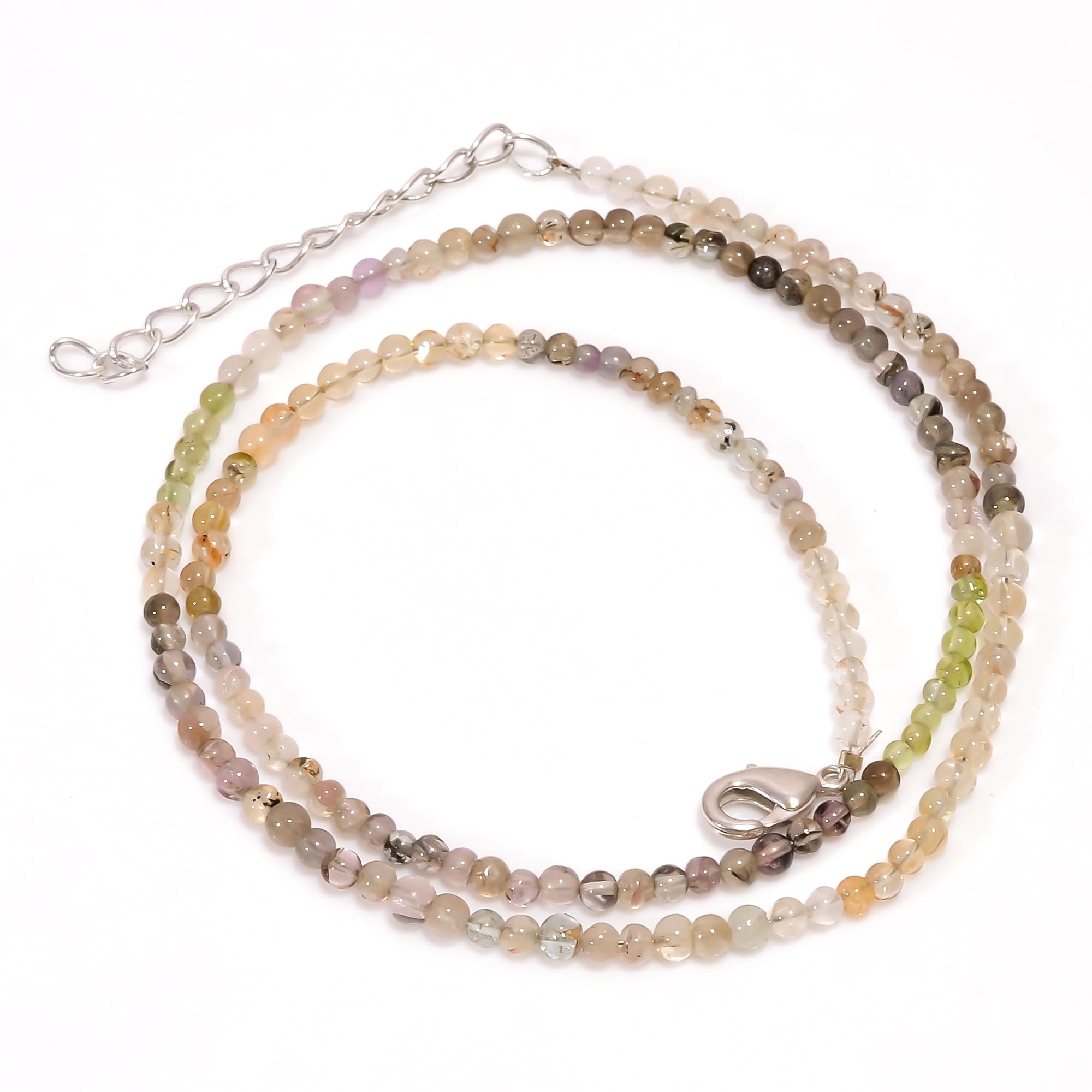 Natural Multicolor Multi Stone Beaded Fine Gemstone Necklace 