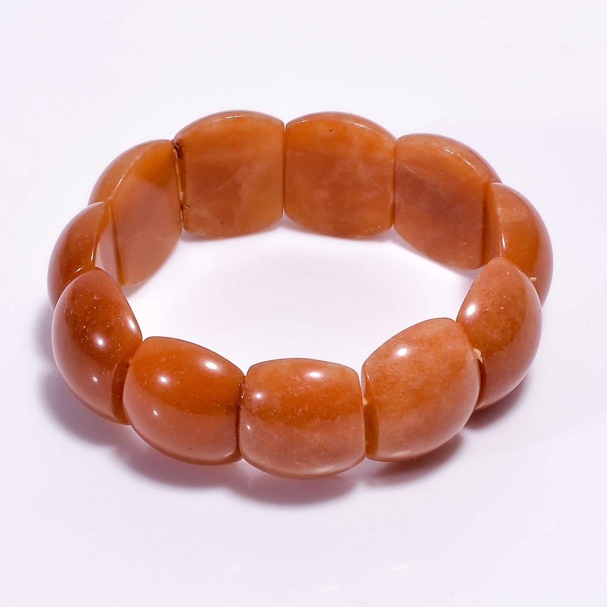 Natural Orange Orange Aventurine Beaded Fine Gemstone Bracelet 